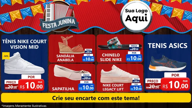 Modelo de TV para TV Horizontal com o tema Festa Junina para Calçados