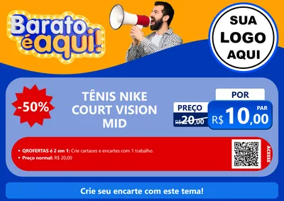 Modelo de Cartaz para Cartaz A4 Horizontal com o tema Barato é aqui para Calçados