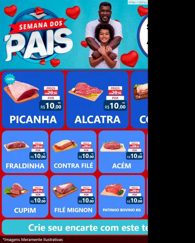 Modelo de Rede Social para Feed Instagram com o tema Semana Dos Pais para Açougue