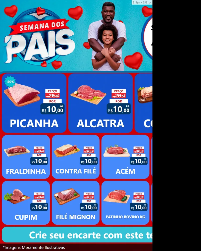 Modelo de Rede Social para Feed Instagram com o tema Semana Dos Pais para Açougue