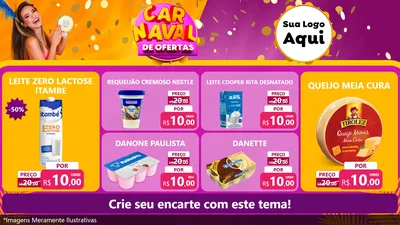 Modelo de TV para TV Horizontal com o tema Carnaval de Ofertas para Frios e Laticínios