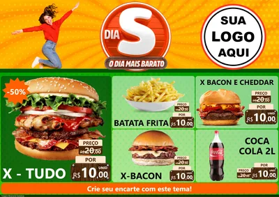Modelo de Encarte para Encarte A4 Horizontal com o tema Dia S - O Dia Mais Barato para Hamburgueria
