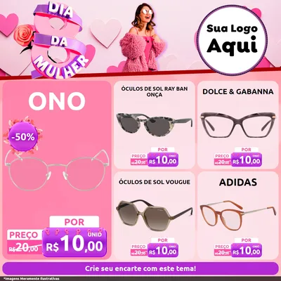 Modelo de Rede Social para Feed Facebook com o tema Dia da Mulher para Óticas