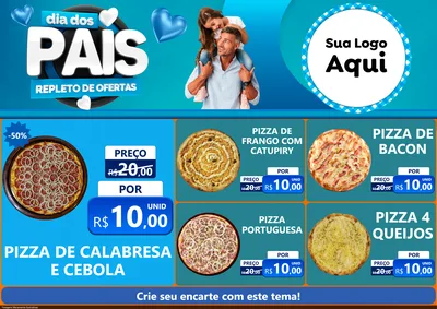 Modelo de Encarte para Encarte A4 Horizontal com o tema Dia Dos Pais Repleto de Ofertas para Pizzaria