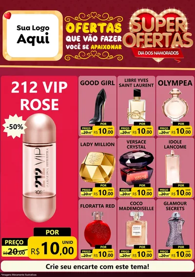 Modelo de Encarte para Encarte A4 Vertical com o tema Dia dos Namorados para Perfumes