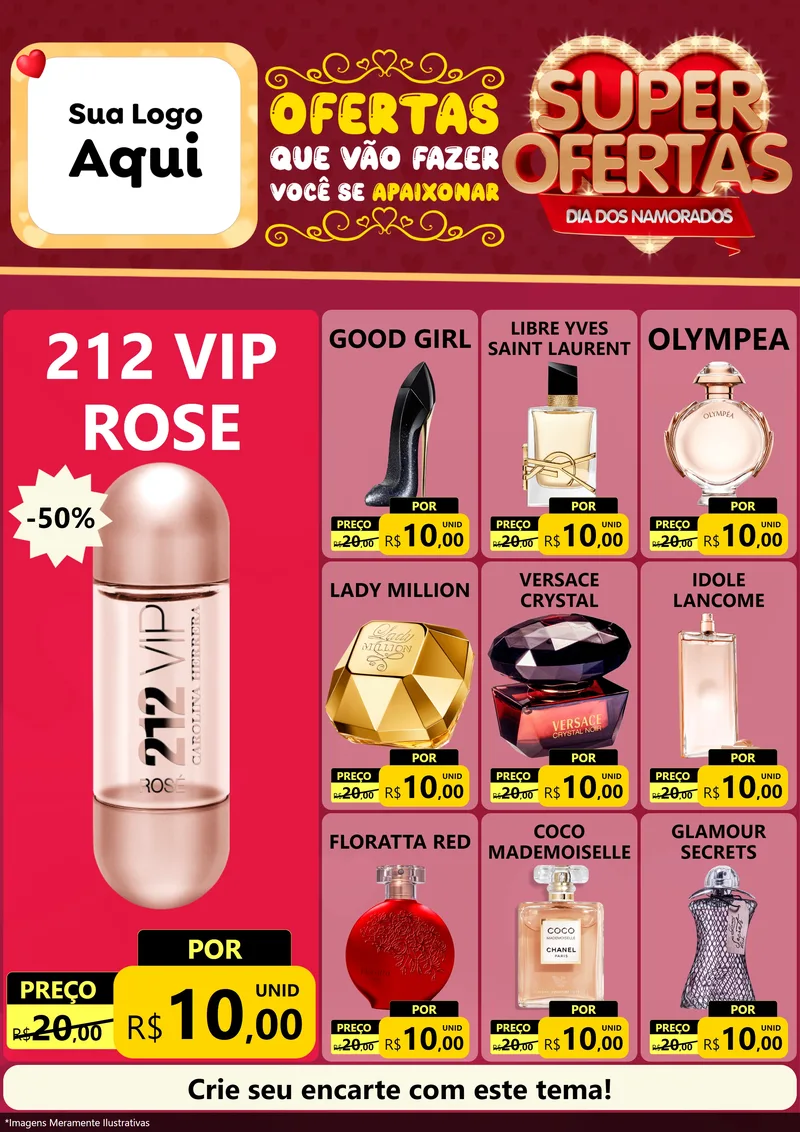 Modelo de Encarte para Encarte A4 Vertical com o tema Dia dos Namorados para Perfumes