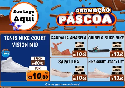 Modelo de Encarte para Encarte A4 Horizontal com o tema Promoção Páscoa para Calçados