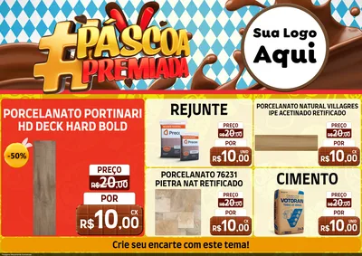 Modelo de Encarte para Encarte A4 Horizontal com o tema Páscoa Premiada para Pisos e revestimentos