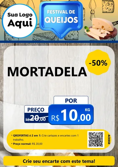 Modelo de Cartaz para Cartaz A4 Vertical com o tema Festival de Queijos para Frios e Laticínios