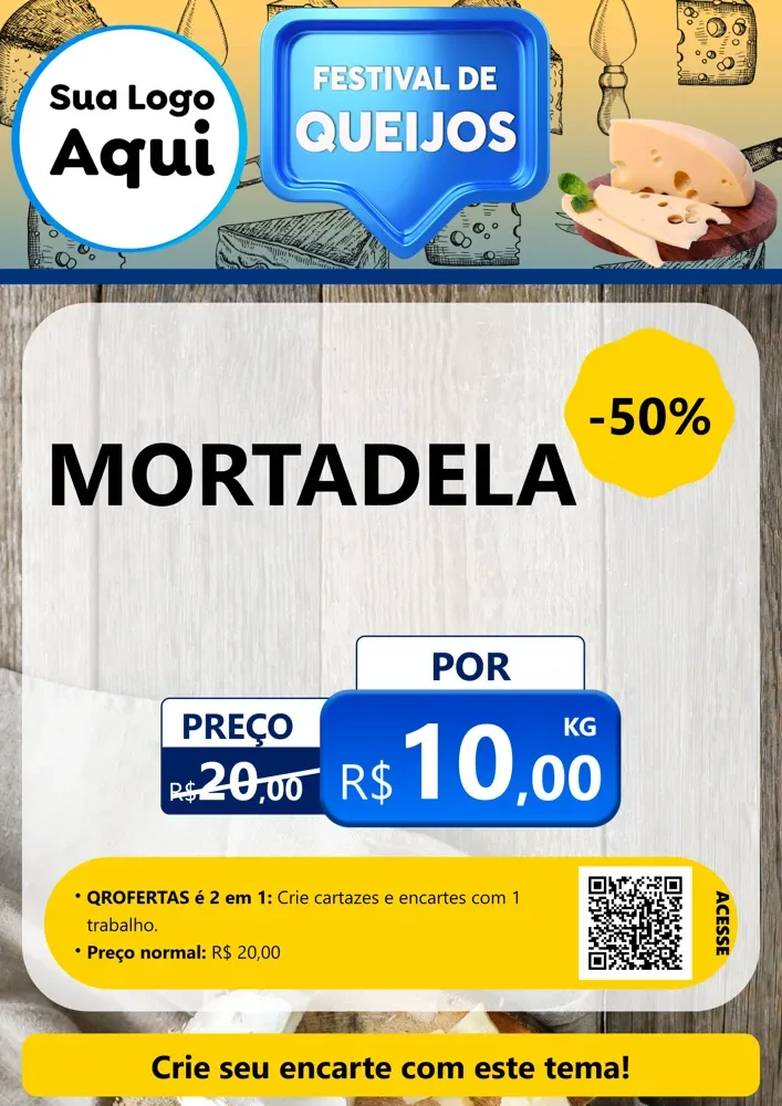 Modelo de Cartaz para Cartaz A4 Vertical com o tema Festival de Queijos para Frios e Laticínios