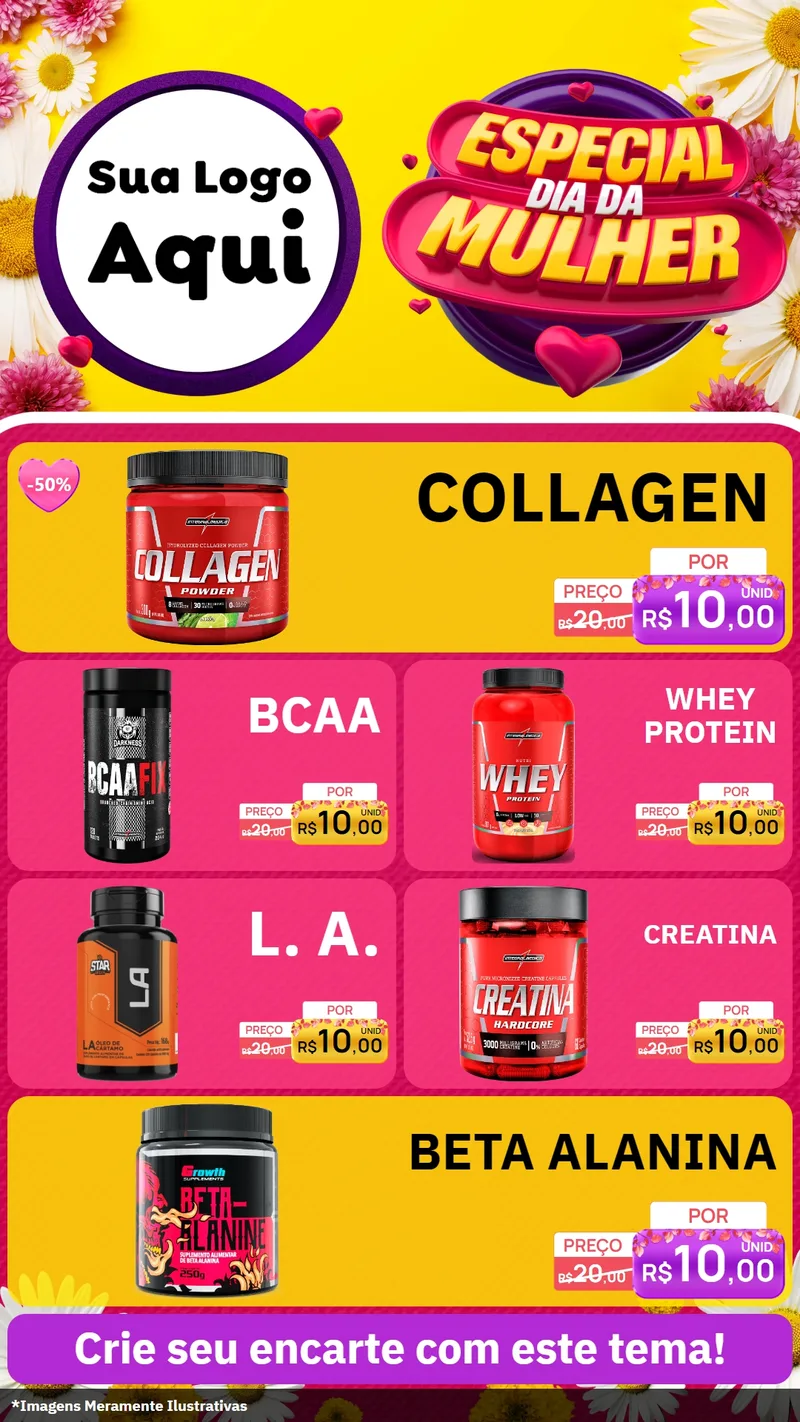 Modelo de TV para TV Vertical com o tema Especial Dia da Mulher para Suplementos alimentares