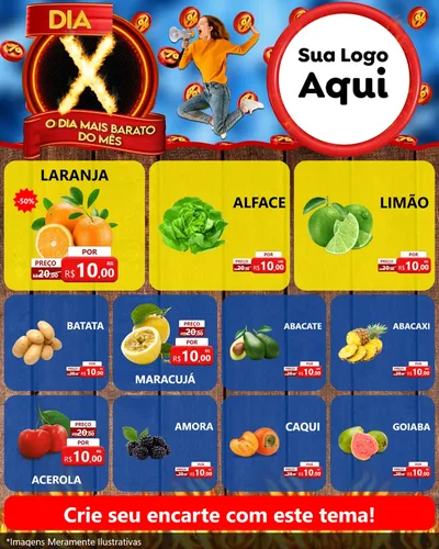 Modelo de Rede Social para Feed Instagram com o tema Dia X - O Dia Mais Barato Do Mês para Hortifrúti