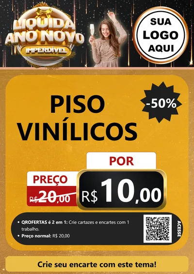 Modelo de Cartaz para Cartaz A4 Vertical com o tema Liquida Ano Novo Imperdível para Material para Construção