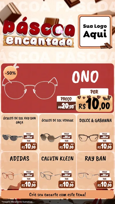 Modelo de Rede Social para Stories com o tema Páscoa Encantada para Óticas