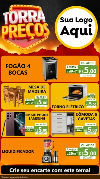 Modelo de TV para TV Vertical com o tema Torra Preços para Móveis e Eletro