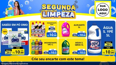 Modelo de TV para TV Horizontal com o tema Segunda da Limpeza para Produtos de Limpeza