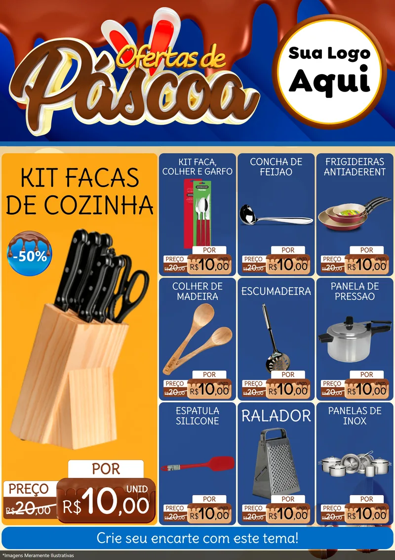 Modelo de Encarte para Encarte A4 Vertical com o tema Ofertas de Páscoa para Utilidades Domésticas