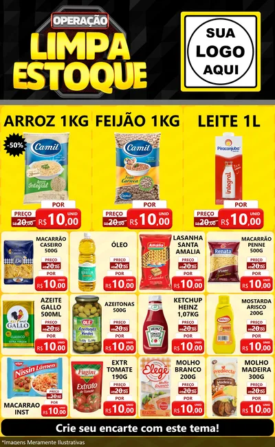Modelo de Encarte para Encarte Grande com o tema Operação Limpa Estoque para Supermercado