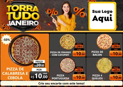 Modelo de Encarte para Encarte A4 Horizontal com o tema Torra Tudo Janeiro para Pizzaria