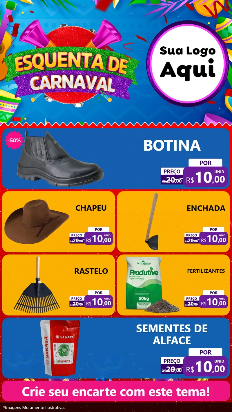 Modelo de TV para TV Vertical com o tema Esquenta de Carnaval para Agropecuária