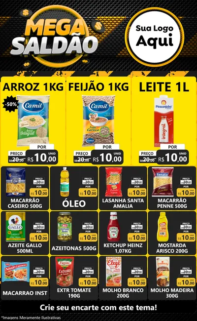 Modelo de Encarte para Encarte Grande com o tema Mega Saldão para Supermercado