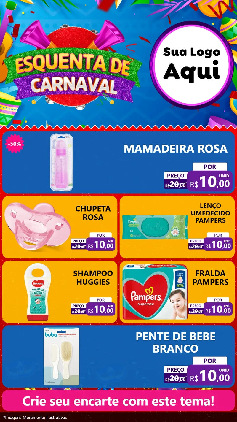 Modelo de TV para TV Vertical com o tema Esquenta de Carnaval para Bebês