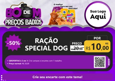Modelo de Cartaz para Cartaz A4 Horizontal com o tema Boom de Preços Baixos para Pet Shop