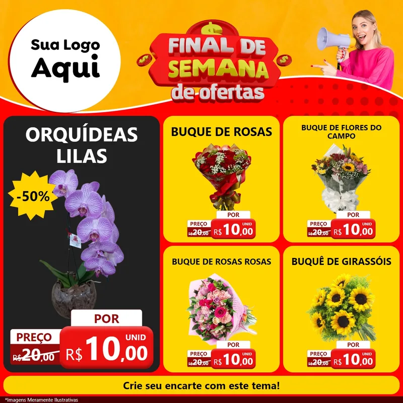 Modelo de Rede Social para Feed Facebook com o tema Final de Semana de Ofertas para Floricultura e jardim