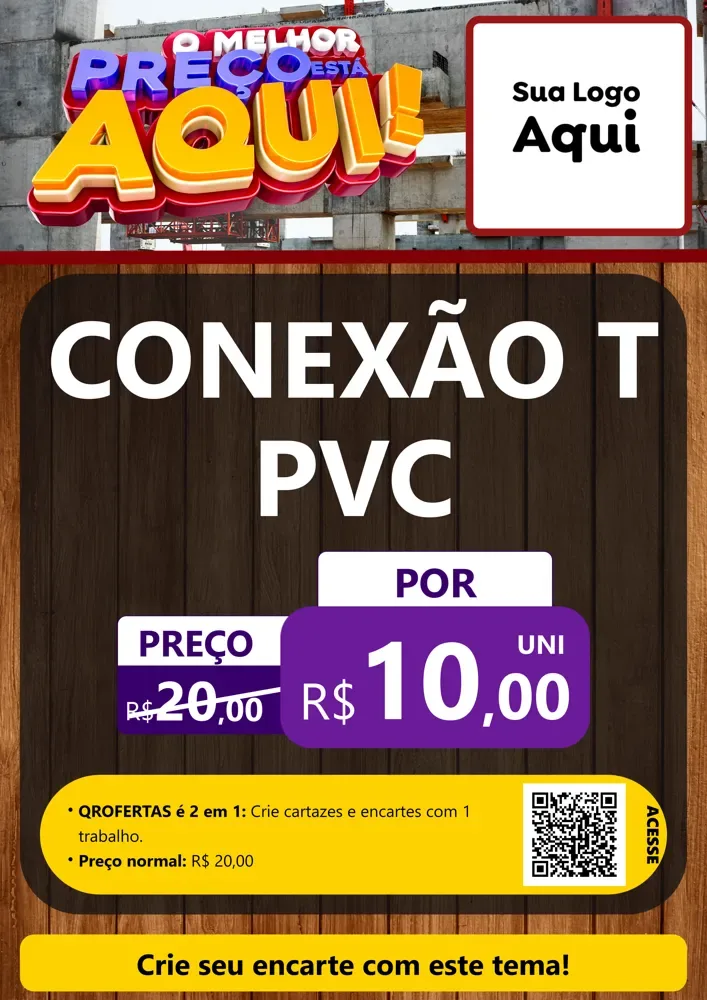 Modelo de Cartaz para Cartaz A4 Vertical com o tema O Melhor Preço Está Aqui - Construção para Tubos e conexões