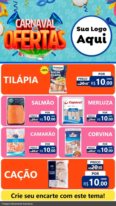 Modelo de TV para TV Vertical com o tema Carnaval de Ofertas para Peixaria