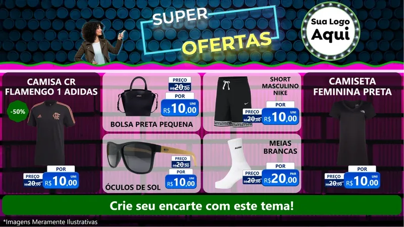 Modelo de TV para TV Horizontal com o tema Super Ofertas para Roupas e acessórios