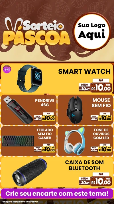 Modelo de TV para TV Vertical com o tema Sorteio de Páscoa para Informática
