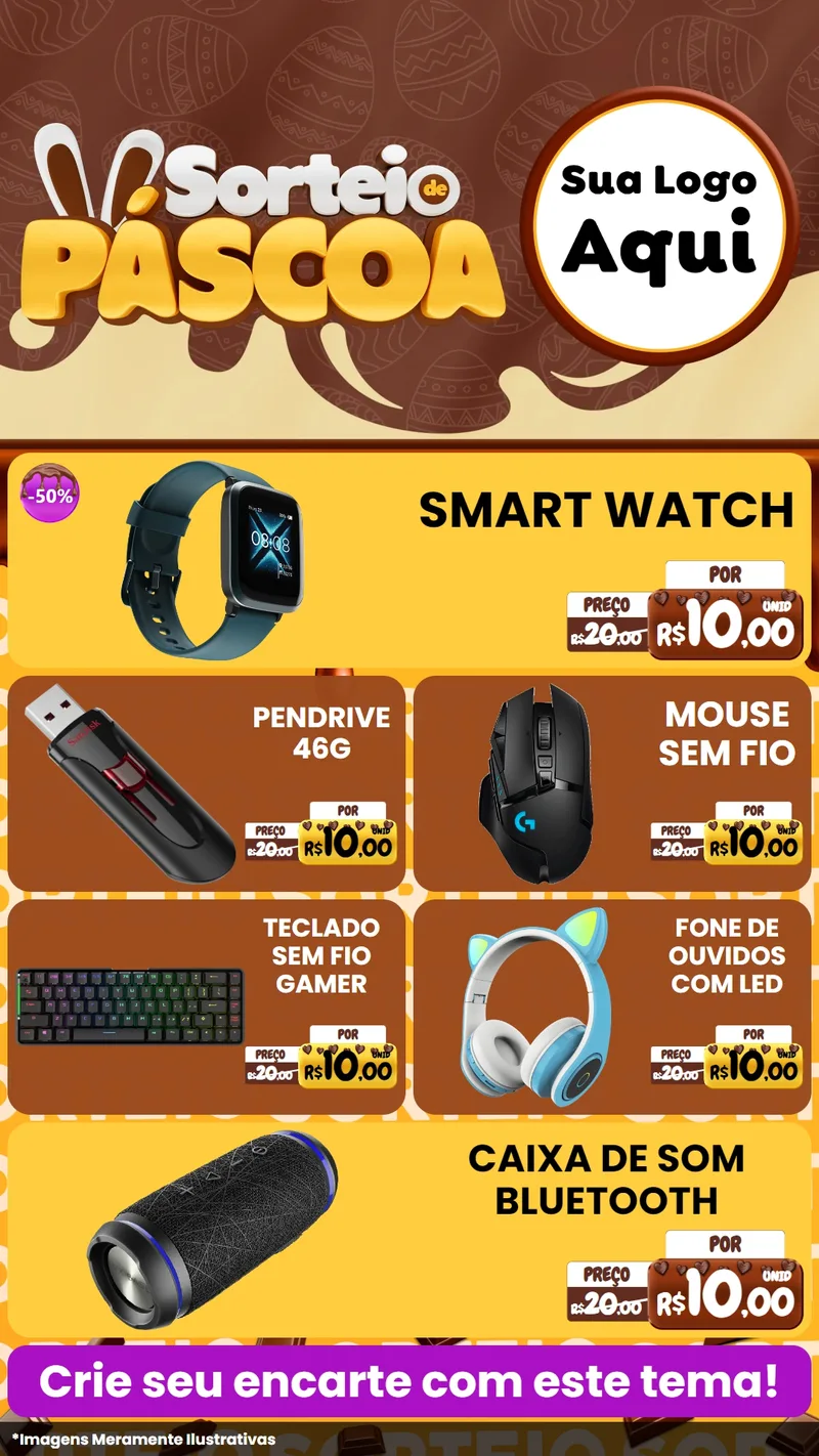 Modelo de TV para TV Vertical com o tema Sorteio de Páscoa para Informática