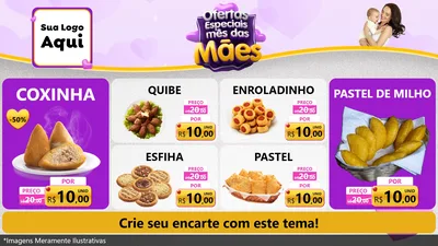 Modelo de TV para TV Horizontal com o tema Ofertas Especiais - Mês das Mães para Salgadaria