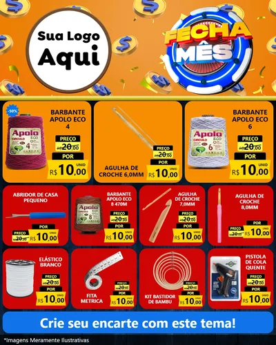 Modelo de Rede Social para Feed Instagram com o tema Fecha Mês para Armarinho e Aviamentos