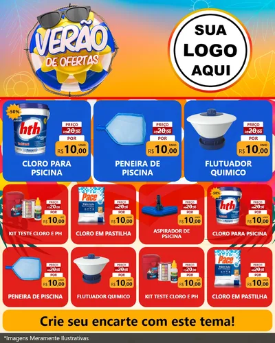 Modelo de Rede Social para Feed Instagram com o tema Verão de Ofertas para Produtos para Piscina