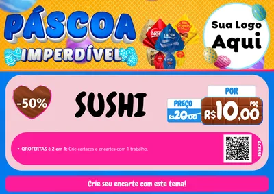 Modelo de Cartaz para Cartaz A4 Horizontal com o tema Páscoa Imperdível para Comida japonesa