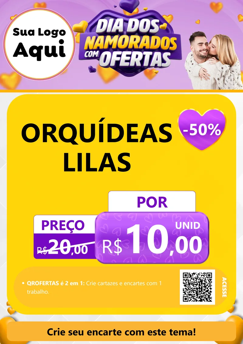 Modelo de Cartaz para Cartaz A4 Vertical com o tema Dia Dos Namorados Com Ofertas para Floricultura e jardim