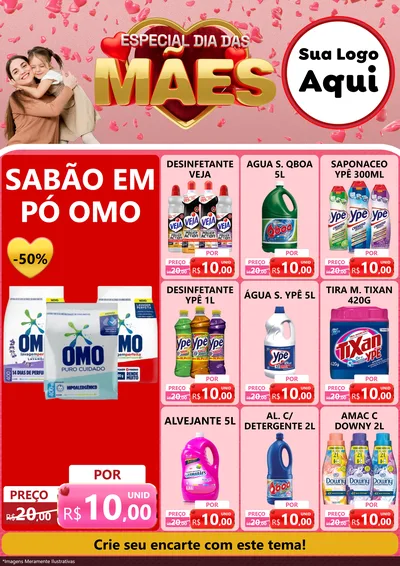 Modelo de Encarte para Encarte A4 Vertical com o tema Especial Dia Das Mães para Produtos de Limpeza