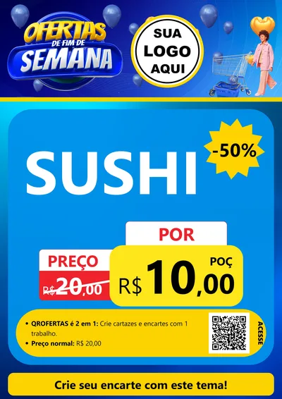 Modelo de Cartaz para Cartaz A4 Vertical com o tema Ofertas de Fim de Semana para Comida japonesa