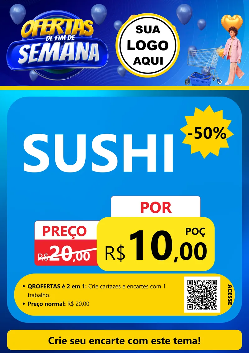 Modelo de Cartaz para Cartaz A4 Vertical com o tema Ofertas de Fim de Semana para Comida japonesa