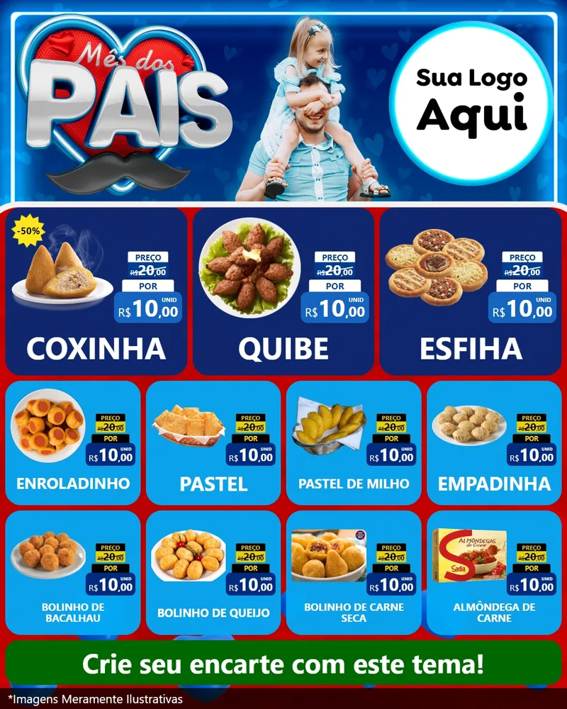 Modelo de Rede Social para Feed Instagram com o tema Mês Dos Pais para Salgadaria