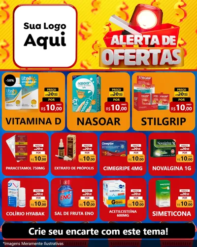 Modelo de Rede Social para Feed Instagram com o tema Alerta de Ofertas para Farmácia