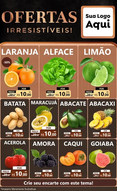 Modelo de Encarte para Encarte Grande com o tema Ofertas Irresistíveis! para Hortifrúti