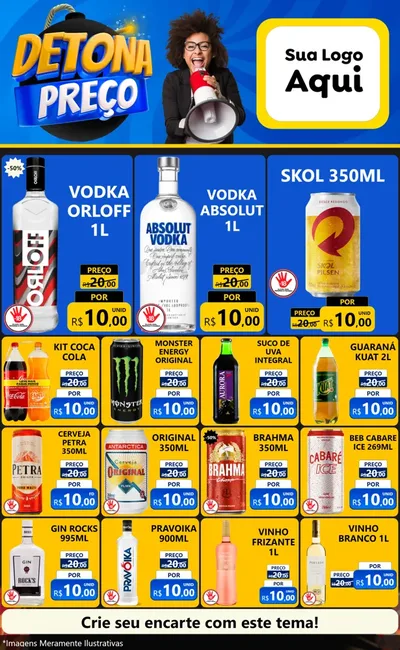 Modelo de Encarte para Encarte Grande com o tema Detona Preços para Distribuidora de bebidas