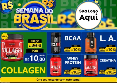 Modelo de Encarte para Encarte A4 Horizontal com o tema Semana Do Brasil para Suplementos alimentares
