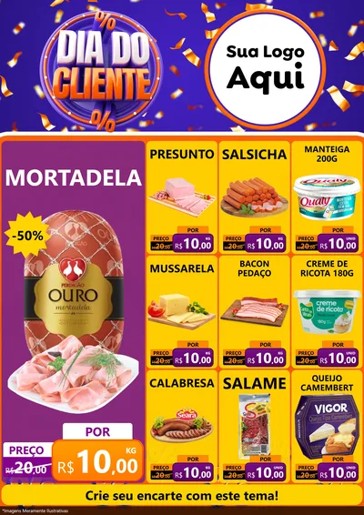 Modelo de Encarte para Encarte A4 Vertical com o tema Dia do Cliente para Frios e Laticínios