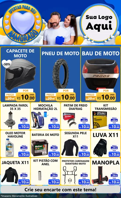 Modelo de Encarte para Encarte Grande com o tema Ofertas Para Seu Namorado para Moto peças