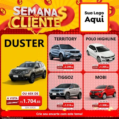 Modelo de Rede Social para Feed Facebook com o tema Semana do Cliente para Concessionaria de Carros