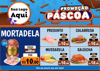 Modelo de Encarte para Encarte A4 Horizontal com o tema Promoção Páscoa para Frios e Laticínios